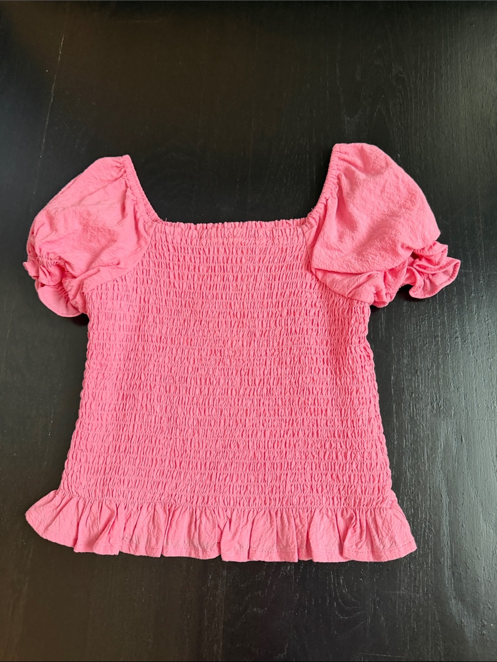 Cat & Jack Bright Pink Smocked Puff Sleeve Top
